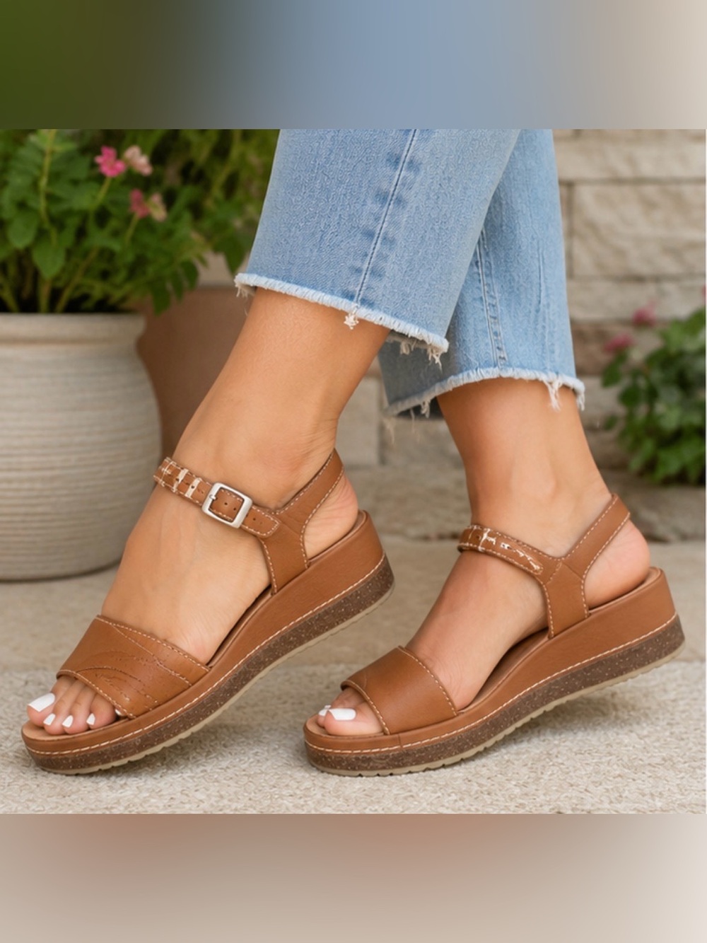 Clarks Tan Leather Platform women’s Sandals size 8